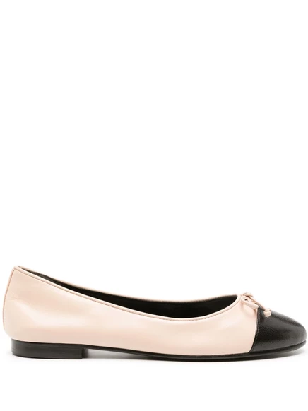 Женские балетки Tory Burch Double‑T, розово‑черные