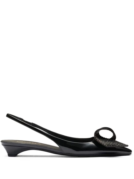 Кожаные туфли-лодочки Prada с аппликацией длиной 25 мм black