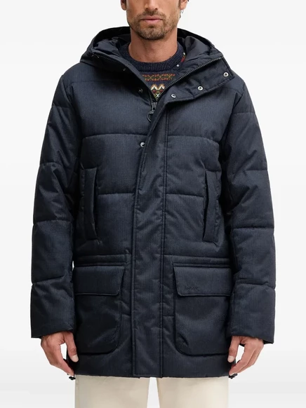 Мужская стеганая куртка Barbour с капюшоном, синяя