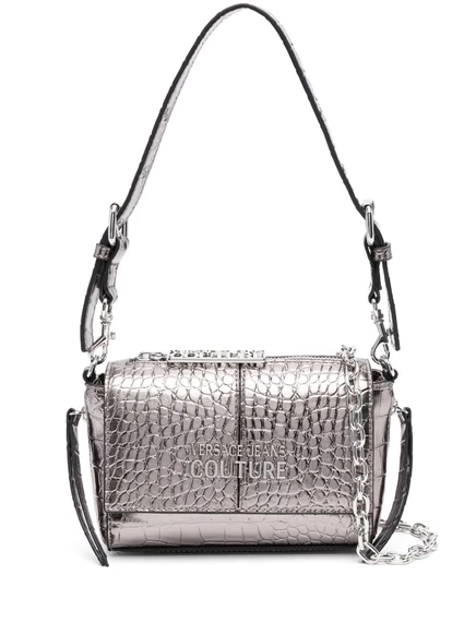 Сумка через плечо от Versace Jeans Couture с эффектом крокодила grey