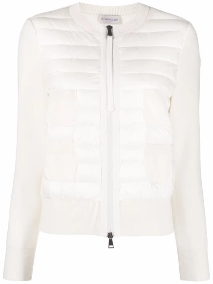Стеганый кардиган Moncler на молнии white