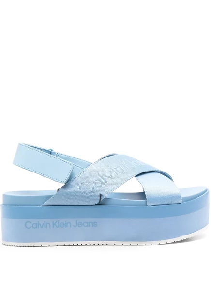 Жаккардовые сандалии на плоской подошве с логотипом Calvin Klein Jeans 55 мм blue