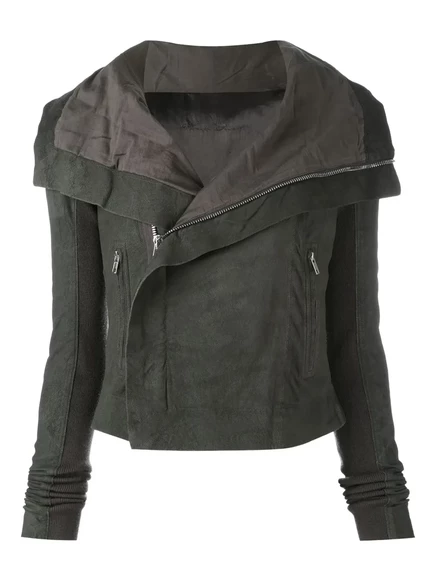 Женская байкерская куртка Rick Owens с потайной молнией, серая