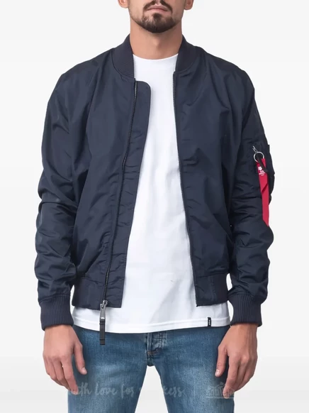 Мужской бомбер Alpha Industries приталенный, синий