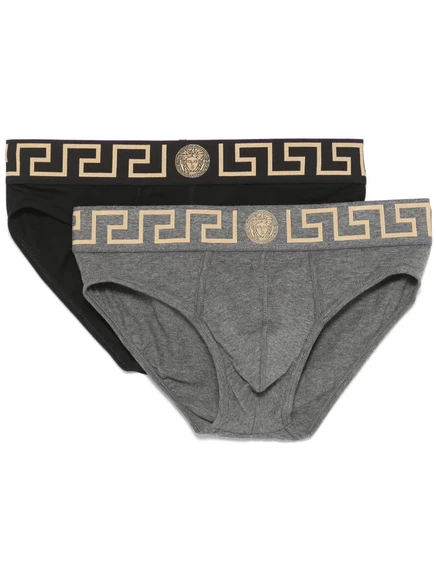 Мужские трусы-брифы Versace Greca Border, черные, 2 шт
