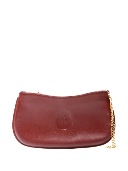 Женская кожаная косметичка Celine Pre-Owned с тиснением, красная