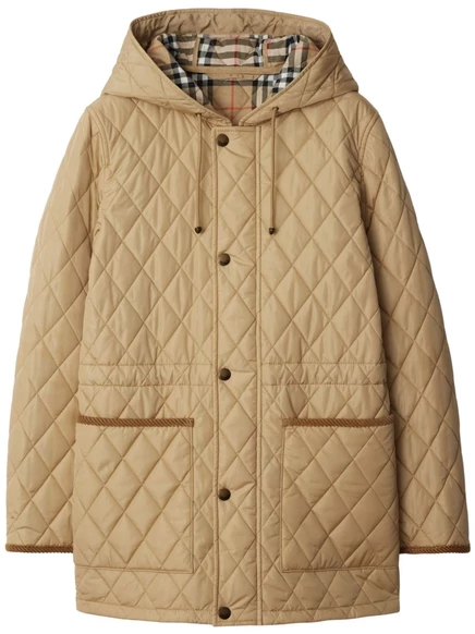 Женская стёганая парка Burberry Devon с капюшоном, песочная