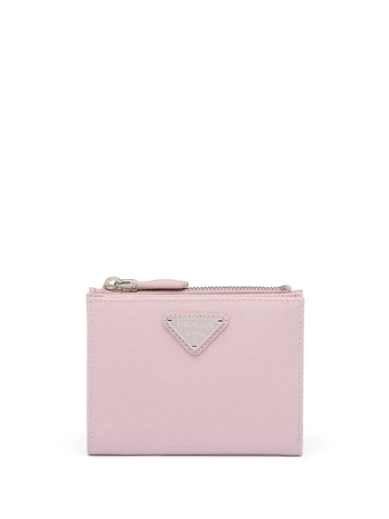 Женский маленький кошелек Prada из кожи Saffiano, розовый