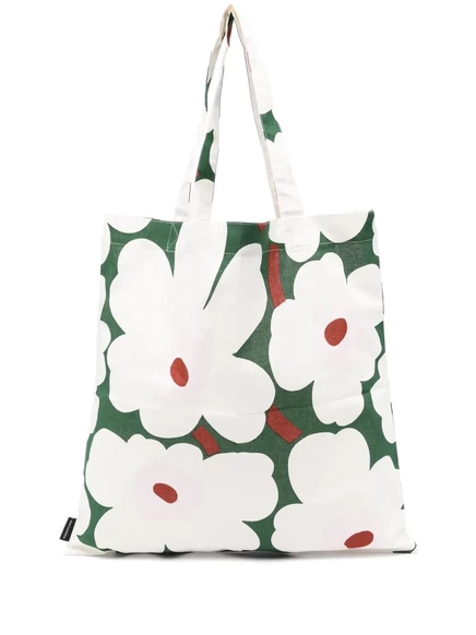 Сумка-тоут Marimekko с принтом Unikko, зеленая