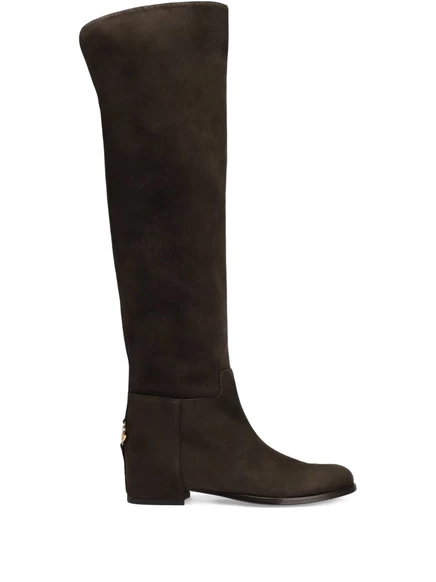Замшевые сапоги с логотипом Dolce & Gabbana brown