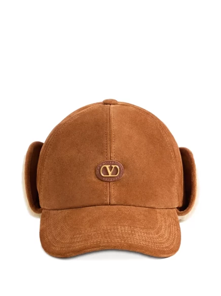 Мужская бейсболка Valentino Garavani VLogo Signature, коричневая замшевая