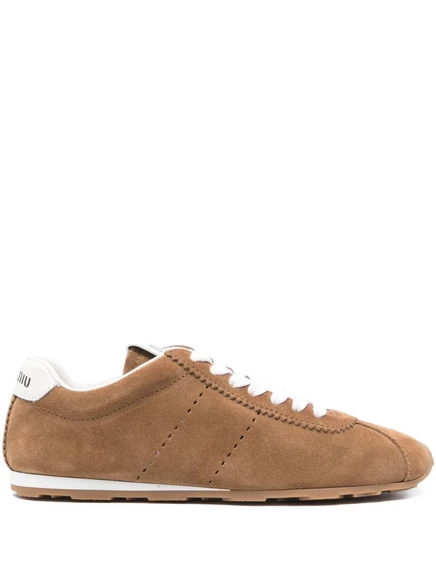 Замшевые кроссовки Miu Miu Plume brown