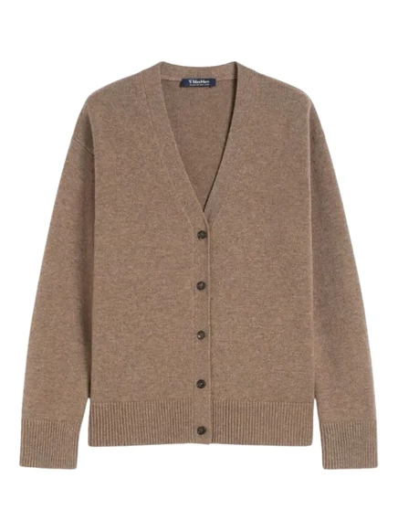 Женский кардиган S. Max Mara V-образный из шерсти и кашемира, коричневый
