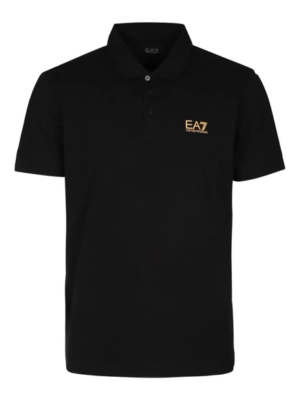Мужское поло EA7 Emporio Armani с логотипом, черное