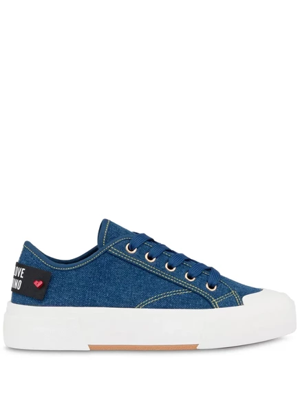 Джинсовые кроссовки Love Moschino с нашивкой и логотипом blue