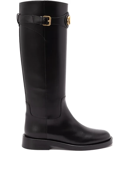 Женские кожаные сапоги Valentino Garavani VLogo, черные