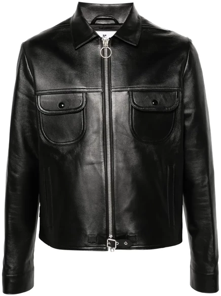 Мужская кожаная куртка Courrèges trucker, черная