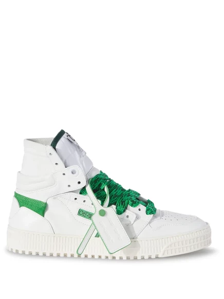 Мужские кеды Off-White Off Court высокие, бело-зеленые