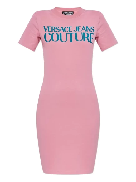 Женское платье-футболка Versace Jeans Couture с логотипом, розовое
