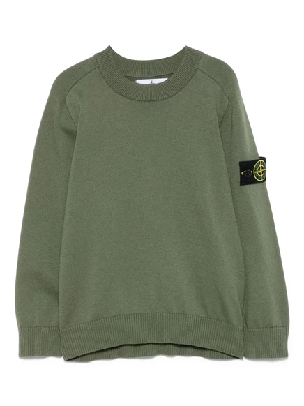 Свитер для девочек Stone Island Junior Compass, зеленый