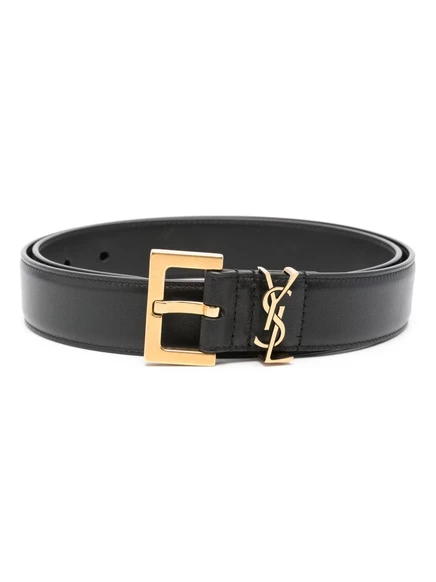 Женский тонкий ремень Saint Laurent Monogram, черный