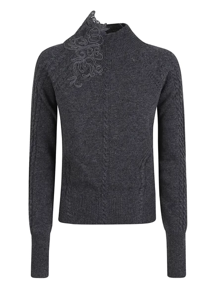 Джемпер из кружевной трикотажной ленты Ermanno Scervino grey