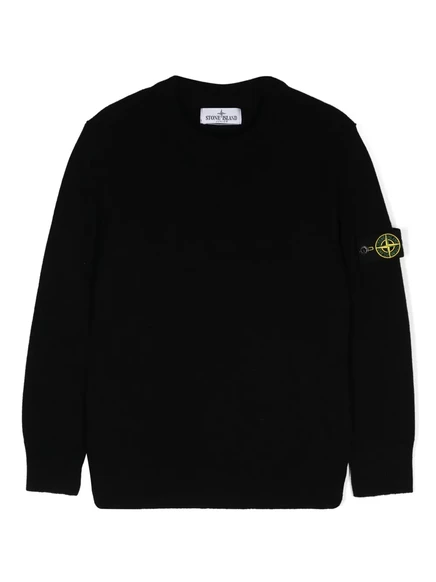 Детский джемпер Stone Island с нашивкой Compass, черный