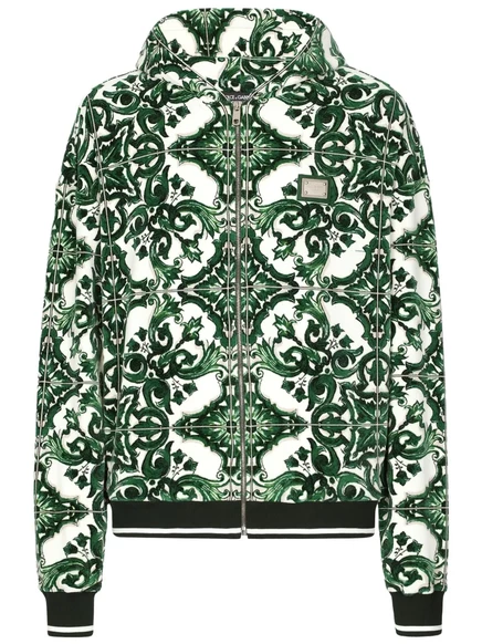 Мужская толстовка Dolce & Gabbana с принтом Majolica, зеленая