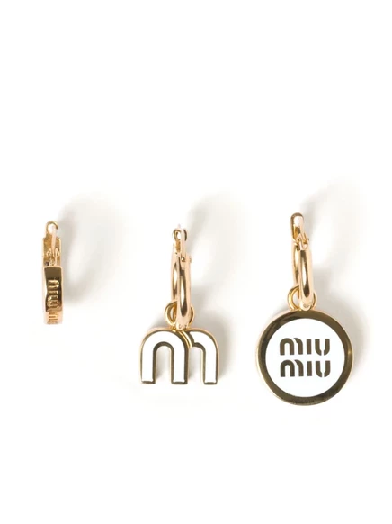 Женские серьги-кольца Miu Miu эмалевые набор из 3, белые