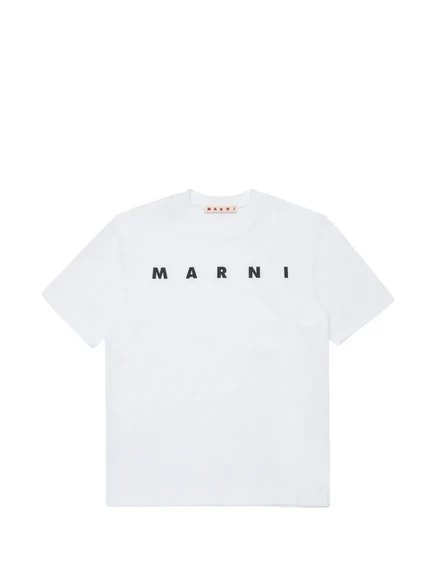 Детская футболка Marni Kids с логотипом, белая
