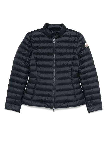 Женская стеганая пуховая куртка Moncler на молнии, темно-синяя