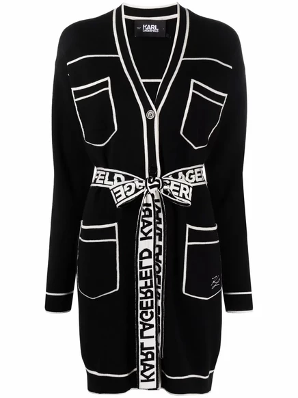 Женский кардиган Karl Lagerfeld с V-образным вырезом, черно-белый
