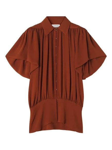 Топ с пышными рукавами и пуговицами от Lanvin orange
