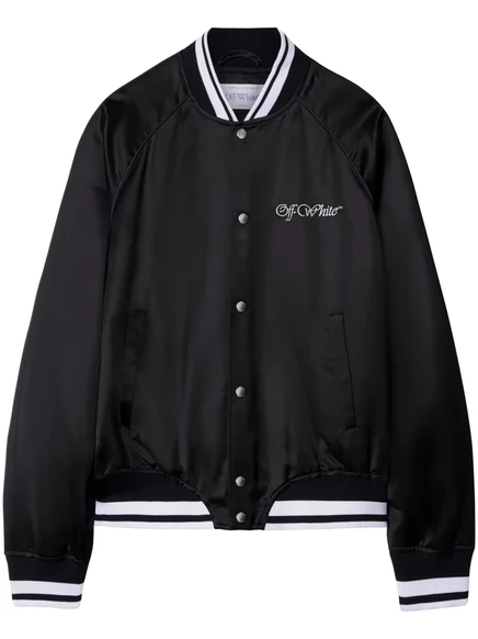 Мужской бомбер Off-White College сатиновый, черный