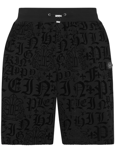 Спортивные шорты Philipp Plein с готическим принтом в стиле пленэр black