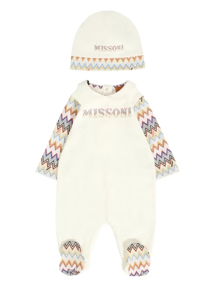 Унисекс комплект Missoni Kids боди с шапочкой с зигзагообразным узором