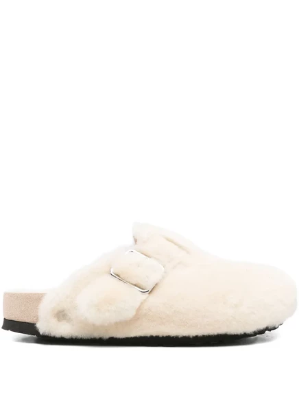 Женские мюли Birkenstock Boston с овчиной, бежевые