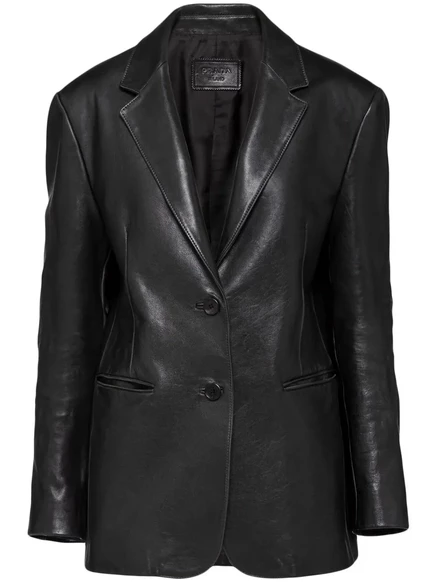 Однобортная кожаная куртка Prada black