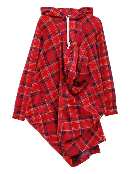 Женское худи Comme des Garçons в клетку, красное