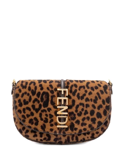 Сумка-тоут FENDI с леопардовой цепочкой brown