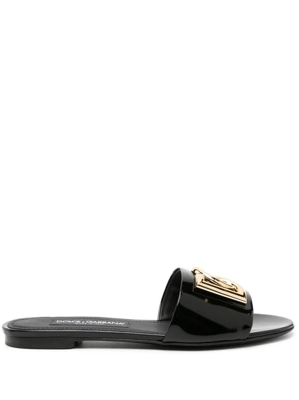Женские шлепанцы Dolce & Gabbana с логотипом, черные