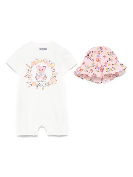 Комбинезон с принтом плюшевого мишки Moschino Kids white