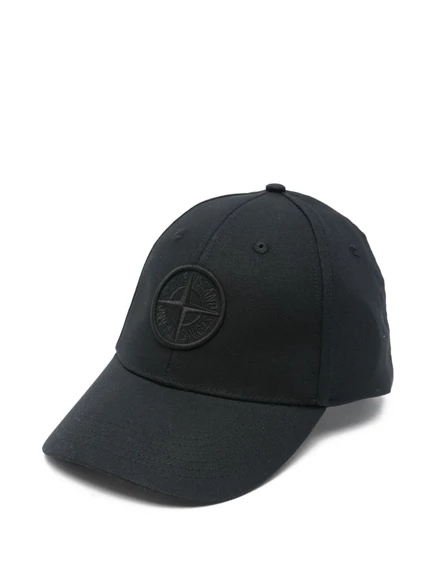 Мужская бейсболка Stone Island с вышитым логотипом, черная
