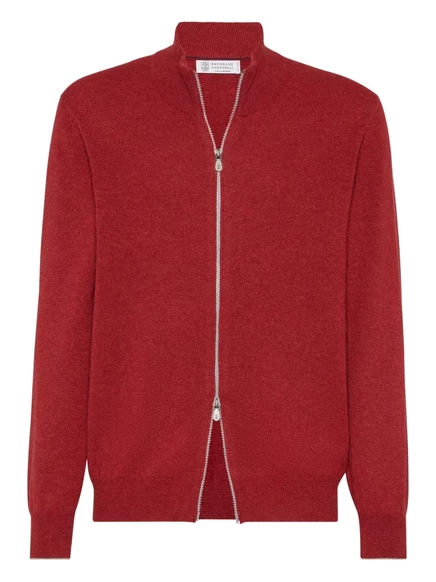 Мужской кардиган Brunello Cucinelli на молнии, красный