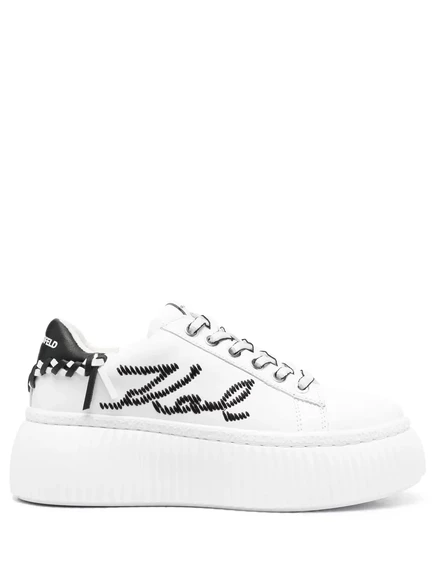 Кроссовки на низкой платформе с вышитым логотипом Karl Lagerfeld white