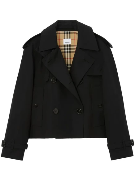 Двубортный укороченный тренч Burberry black