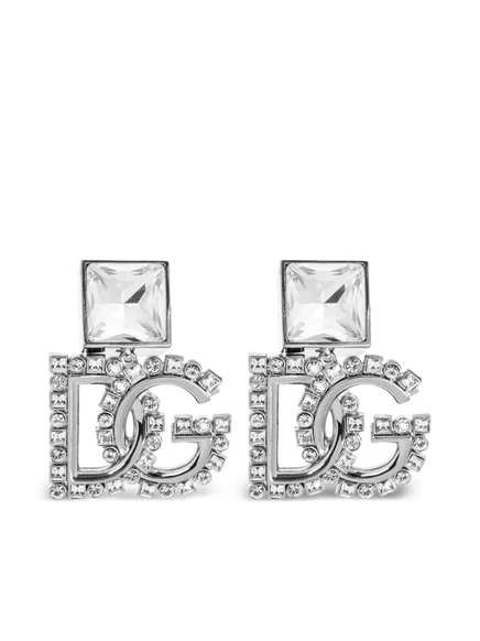 Серьги-клипсы Dolce & Gabbana с логотипом, серебристые