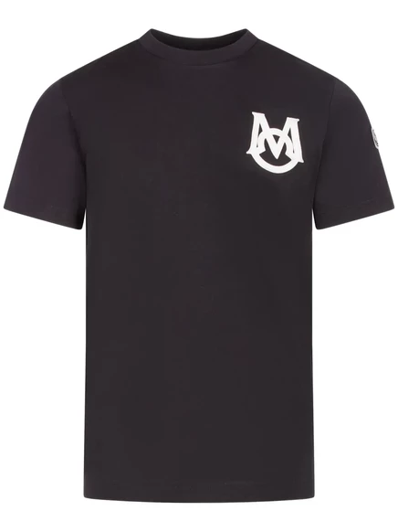 Хлопковая футболка с нашивкой с логотипом Moncler black