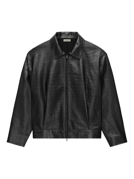 Мужская кожаная куртка Fear of God под крокодил, черная