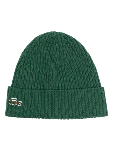 Унисекс шапка Lacoste вязаная с логотипом, зеленая